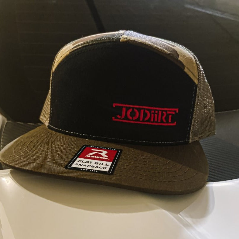 Camo Trucker Snapback With Red JoDiirt Logo